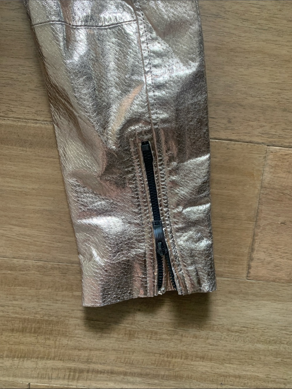 Metallic Rose Gold Moto Jacket - Women Size M - Picture 3 of 7
